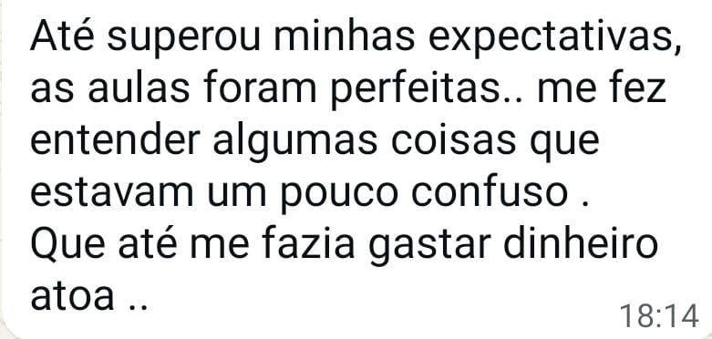 Depoimento de aluna no WhatsApp